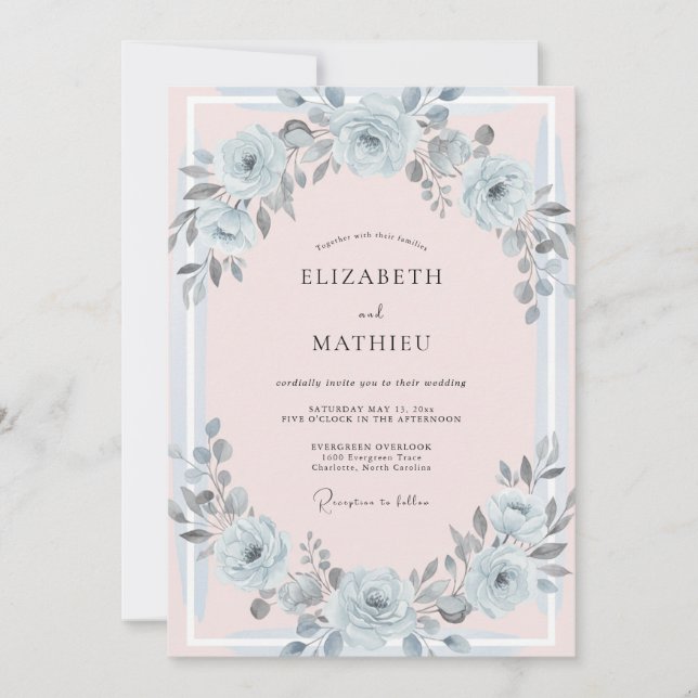 Convite Casamento Pintado em Pastel Prateado (Frente)