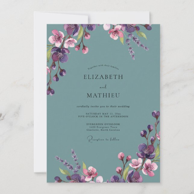 Convite Casamento Pintado em Plum Slate (Frente)