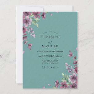Convite Casamento Pintado em Plum Teal Empoeirado