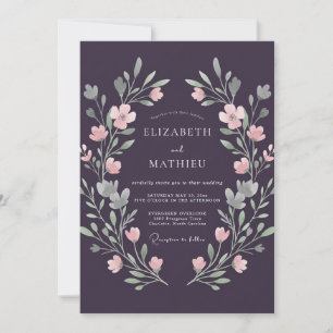 Convite Casamento Pintado em Prata Antique Ameixa
