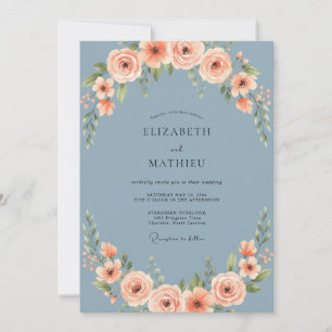 Convite Casamento Pintado em Slate Apricot