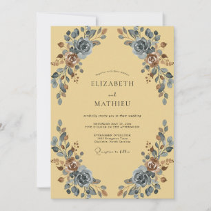 Convite Casamento Pintado em Slate Mostarda Boho