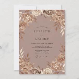 Convite Casamento Pintado em Taupe Champagne