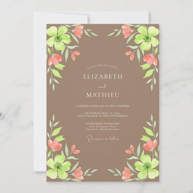 Convite Casamento Pintado em Taupe Chartreuse (Frente)