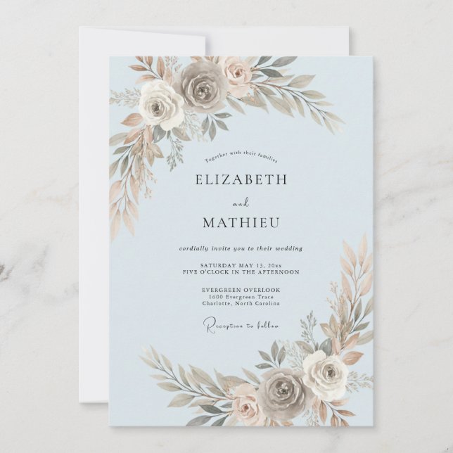 Convite Casamento Pintado em Taupe em Pó (Frente)