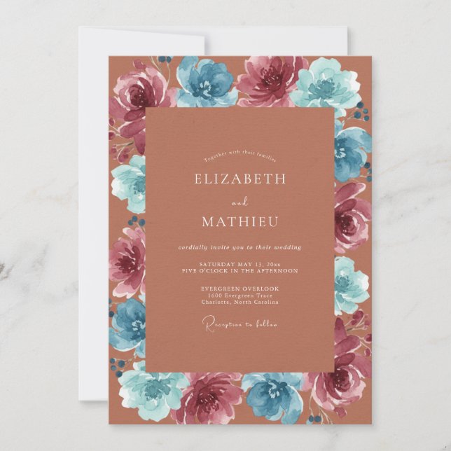 Convite Casamento Pintado em Terracota Mauve (Frente)
