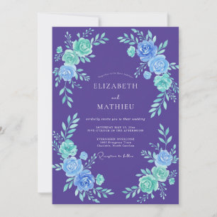 Convite Casamento Pintado em Violeta e Verde-Menta