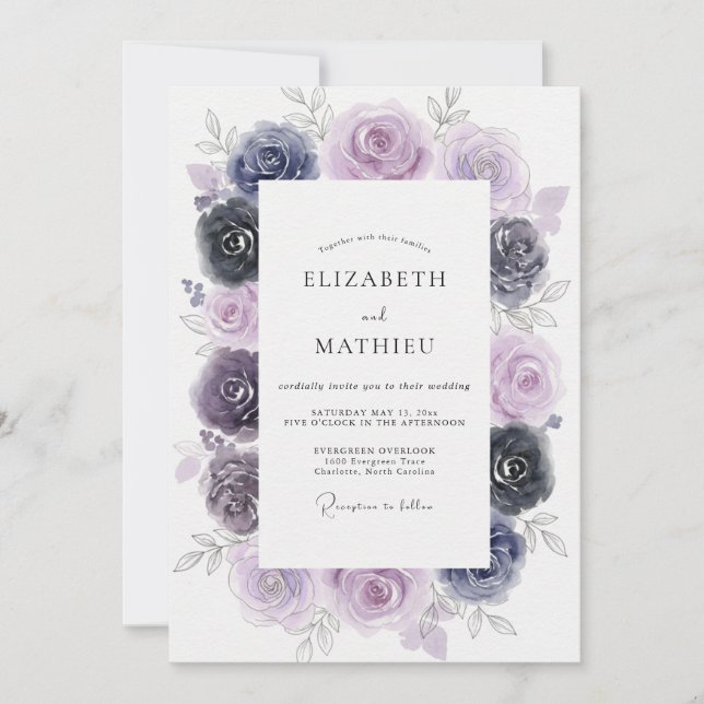 Convite Casamento Pintado Índigo Âmbar (Frente)
