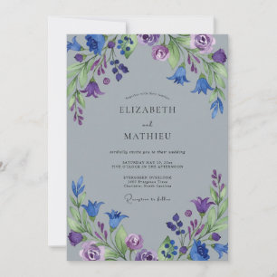 Convite Casamento Pintado Jardim Índigo Violeta