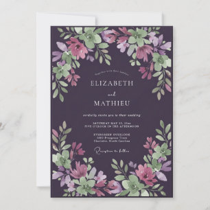 Convite Casamento Pintado Lavanda Berinjela