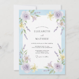 Convite Casamento Pintado Lavanda e Periwinkle