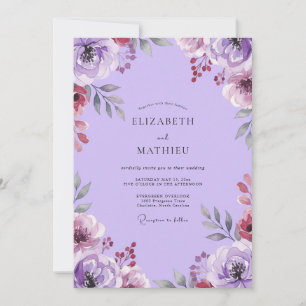 Convite Casamento Pintado Lilás Ameixa