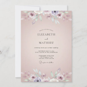 Convite Casamento Pintado Lilás Rosado