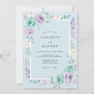 Convite Casamento Pintado Lilás Violeta Dourado