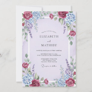 Convite Casamento Pintado Merlot Lilás