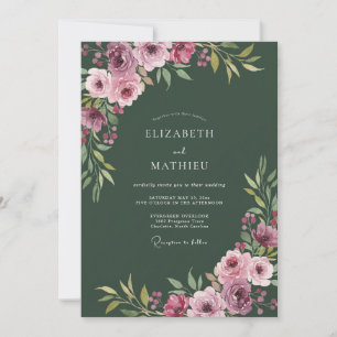 Convite Casamento Pintado na Floresta Magenta