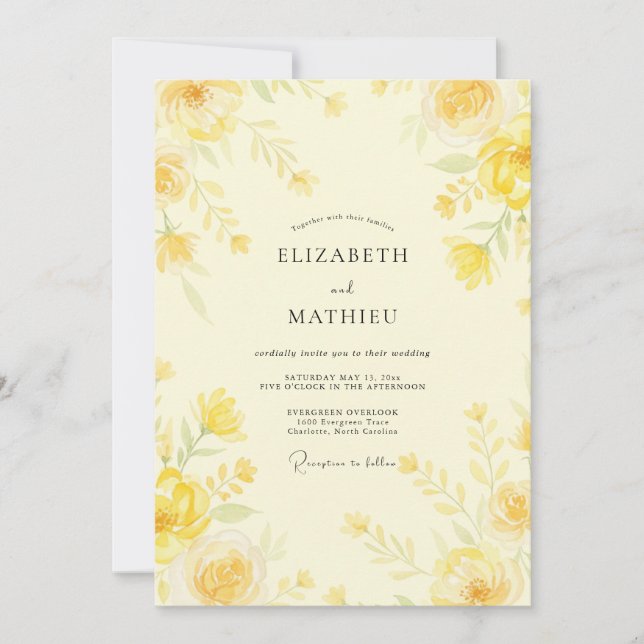 Convite Casamento Pintado Pétala de Mel (Frente)