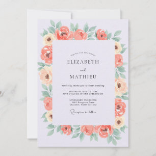 Convite Casamento Pintado Ranunculus Coral Macio