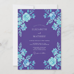 Convite Casamento Pintado Violeta Aqua