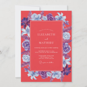 Convite Casamento Pintado Violeta Coral