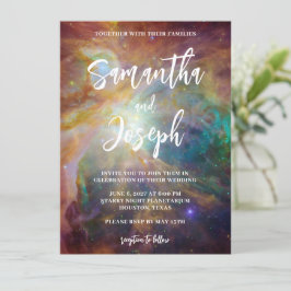 Convite Casamento Planetário de Rust Teal Orion Nebula