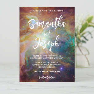 Convite Casamento Planetário de Rust Teal Orion Nebula