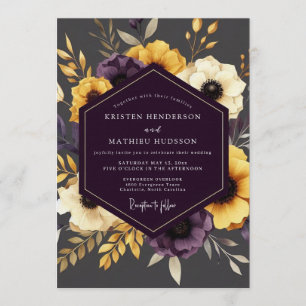 Convite Casamento Plum Gilded Flora