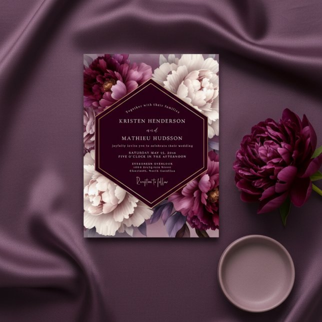 Convite Casamento Plum Lush Bloom (Criador carregado)