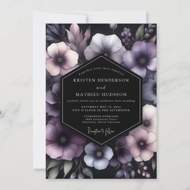 Convite Casamento Plum Moody Chiaroscuro (Frente)