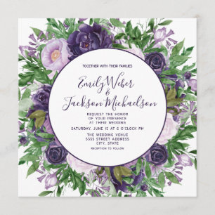 Convite Casamento Plum Purple Lavanda Floral Greenery