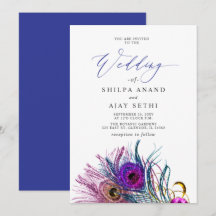 Casamento Pluma de Pavão Azul Roxo Dourado Brilhan