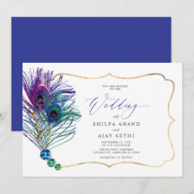 Casamento Pluma de Pavão Azul Roxo Dourado Brilhan