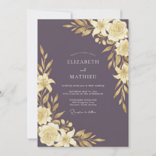 Convite Casamento Plumoso Dourado