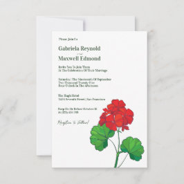Convite Casamento plural com Geranium personalizável do et