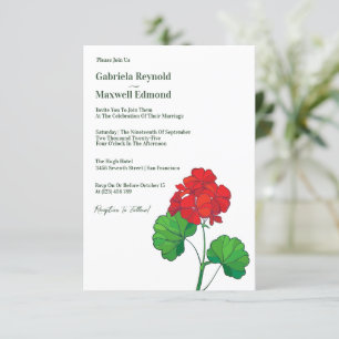Convite Casamento plural com Geranium personalizável do et