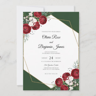Convite Casamento Poeira de Flor de Borgonha Eucalipto Esm