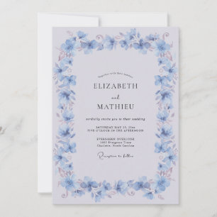 Convite Casamento Poético de Primavera Azul Centáurea