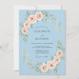 Convite Casamento Poético de Primavera Azul Céu