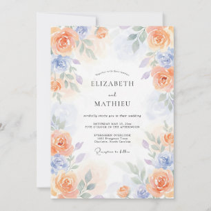 Convite Casamento Poético de Primavera com Tons de Pêssego