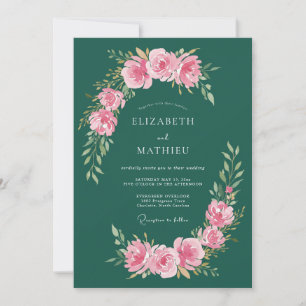 Convite Casamento Poético de Primavera em Verde Esmeralda
