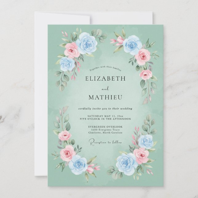 Convite Casamento Poético de Primavera em Verde Limão (Frente)