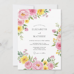 Convite Casamento Poético Rosa Amarelo na Primavera