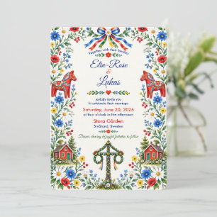 Convite Casamento Popular Escandinavo de Solstício de Verã