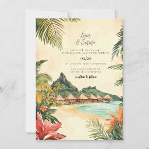 Convite Casamento por Aquarela Bora Bora Vintage
