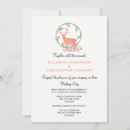Convite Casamento Por Aquarela Botânica De Reindeer Rustic