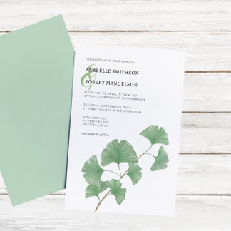 Convite Casamento por Aquarela da Árvore Ginkgo de Orçamen