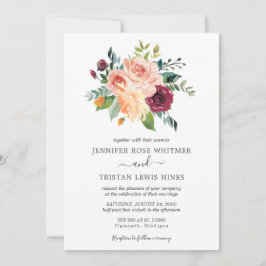 Convite Casamento por Aquarela de Blooms Florais Botânicos