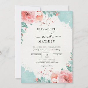 Convite Casamento por Aquarela de Blush Bloom