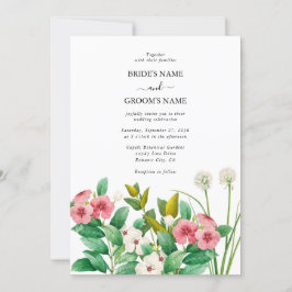 Convite Casamento por Aquarela de Flores Selvagens