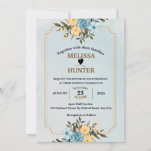 Convite Casamento por Aquarela de Quadro Floral Moderno El